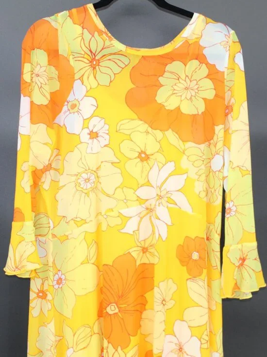 MODCLOTH Tropicana Isle Mesh Midi Dress Sz1X Retro 60s 70s Floral - Picture 2 of 8